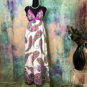 📌Wishes Wishes Wishes Beautiful Floral Maxi Dress with Deep Back Neckline